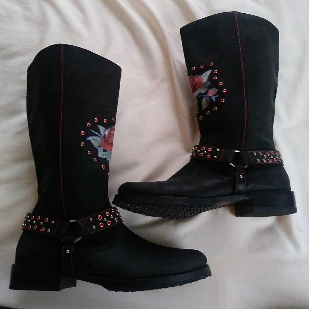 Harley Davidson leather mid calf biker boots ❤❤❤
