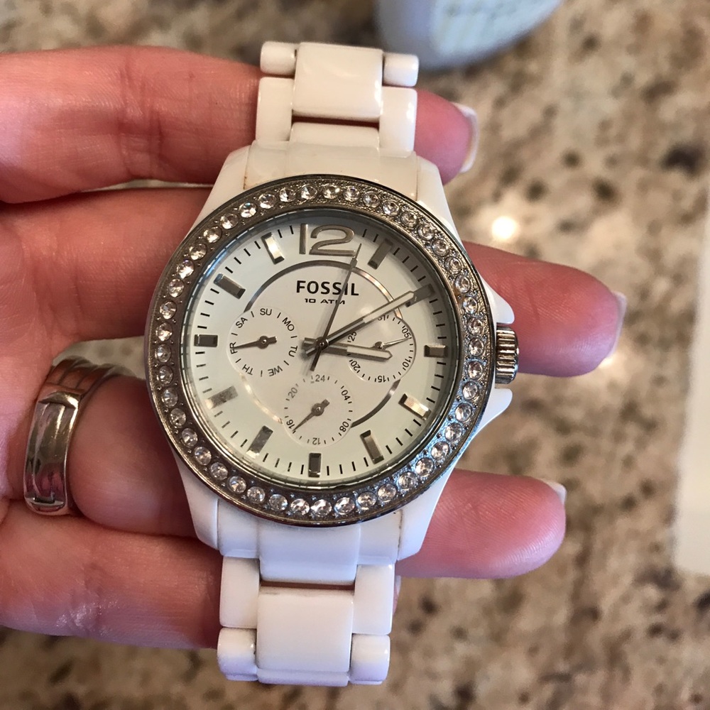 White Fossil watch
