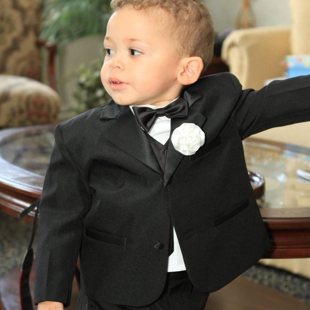 Four piece tuxedo for a two year old.
