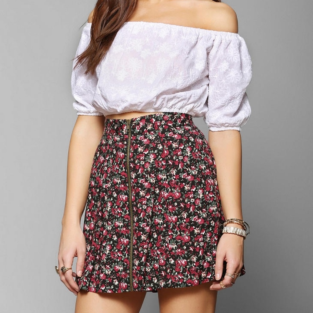 Pins and Needles red floral skirt