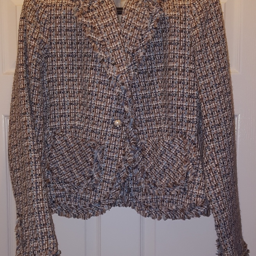 Tweed Blazer with fringe detail