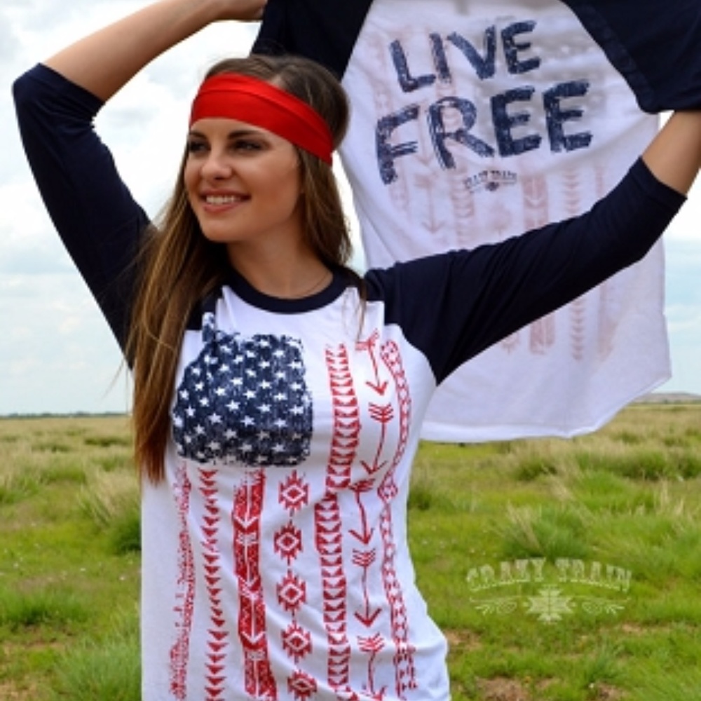 BRAND NEW CRAZY TRAIN LIVE FREE BASEBALL TEE