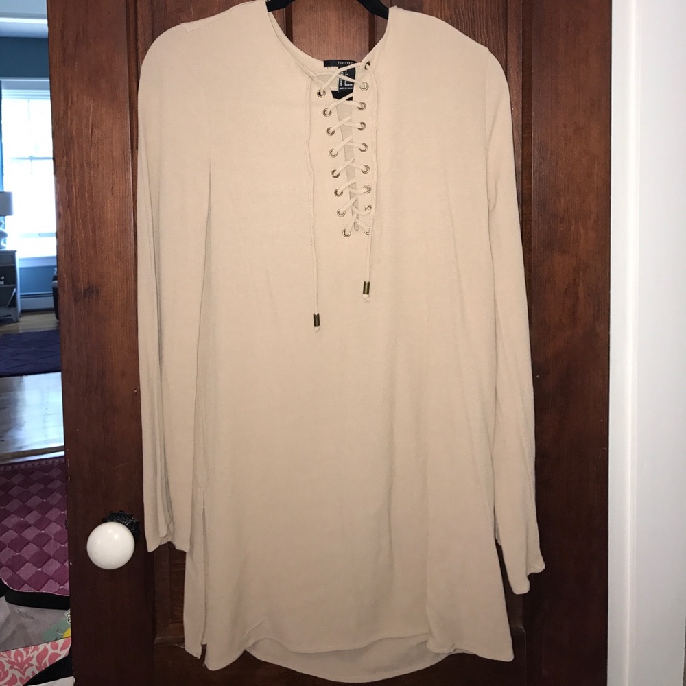 Tan lace up Dress