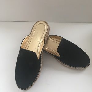 Black Prada suede espadrilles slip on mules