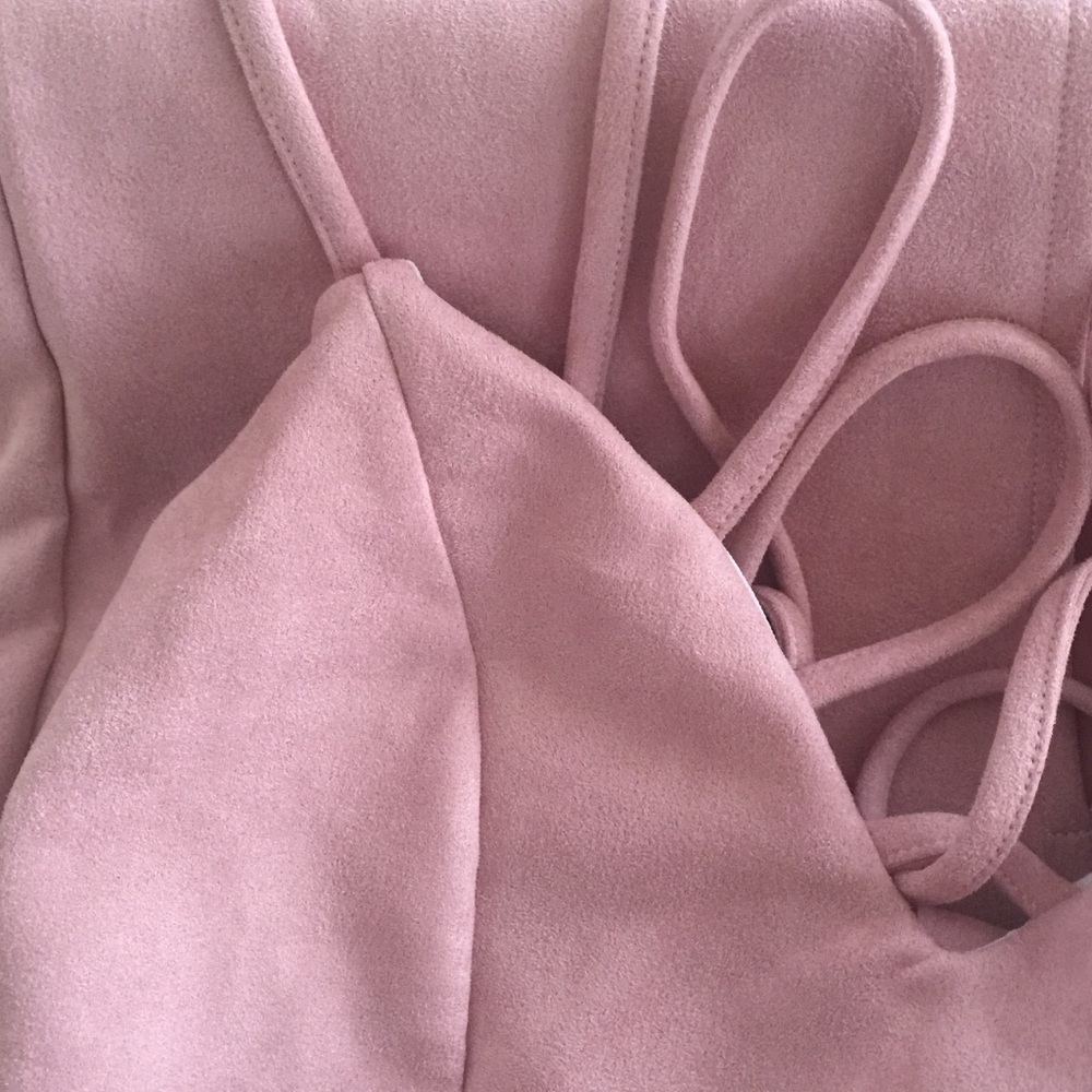 NEW Sexy pink suede look fabric cute short dress