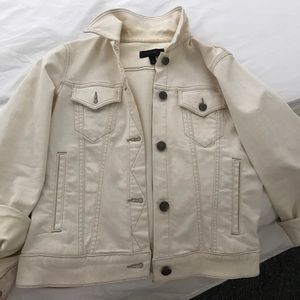 WHITE JCREW JEAN JACKET