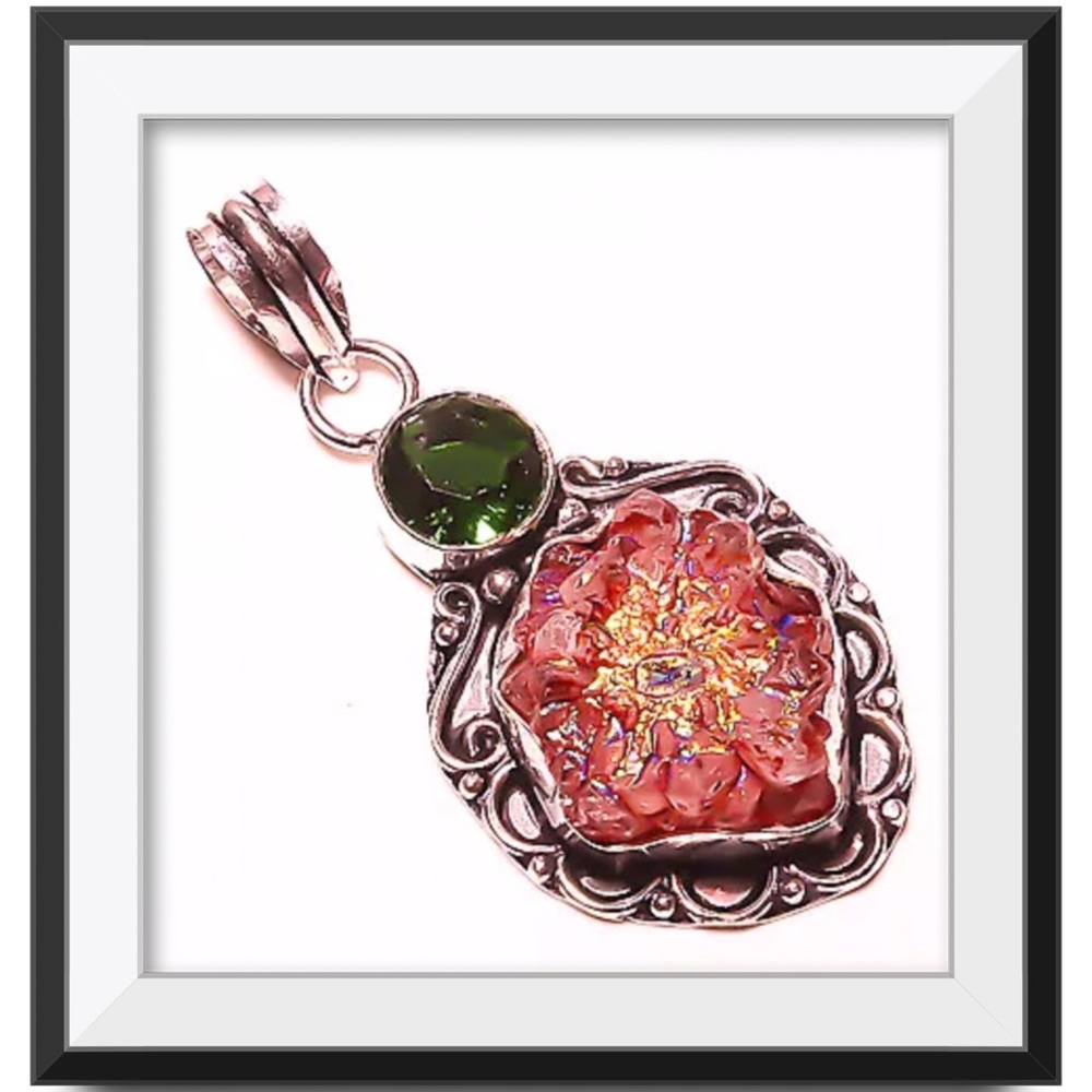 SOLAR DRUZY CHROME DIOPSIDE SILVER PENDANT