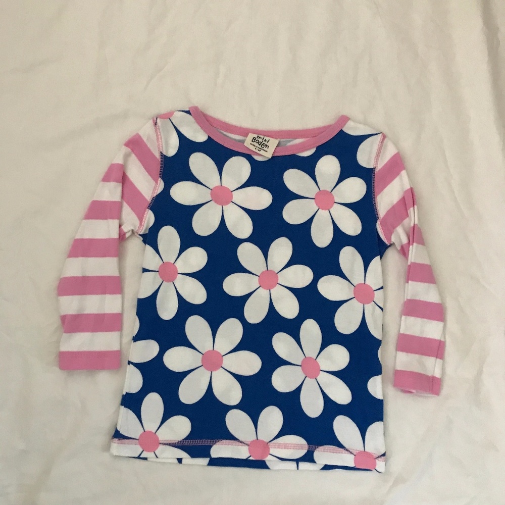 Mini Boden Hotchpotch shirt stripes & flowers 5-6