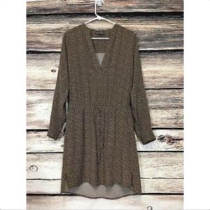 Vince Black Brown Shirt Dress V Neck Drawstring