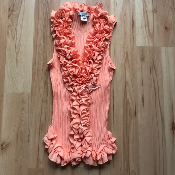 Cache Tops - Sleeveless Ruffle Blouse