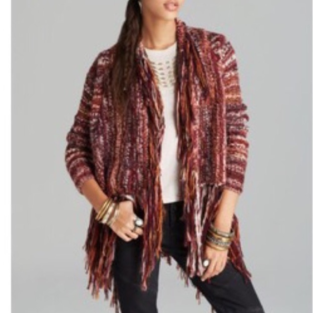 free people chunky knit fringed cardigan
