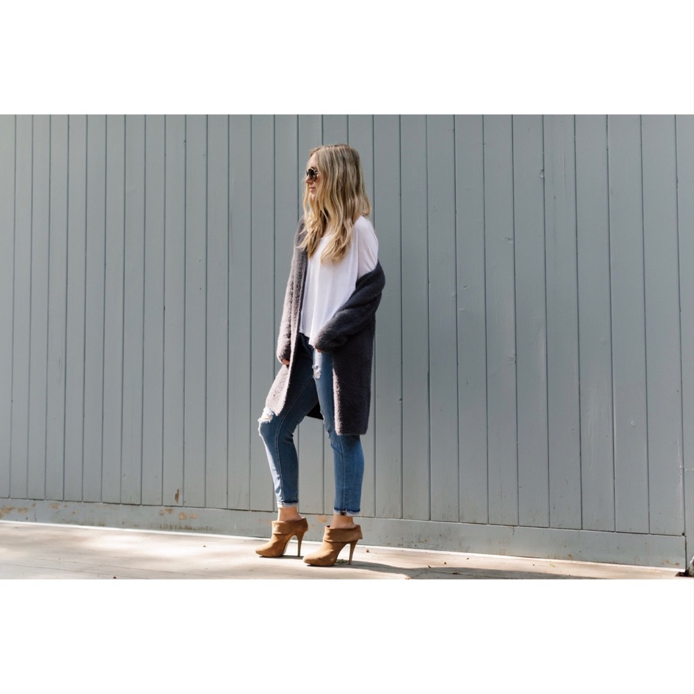 Charcoal Soft Fuzzy Long Cardigan - Picture 3 of 5