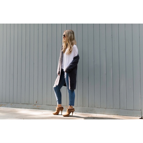 Charcoal Soft Fuzzy Long Cardigan - Picture 3 of 5