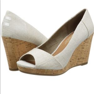 TOMS Stella Peep Toe Wedge Pumps- BRAND NEW