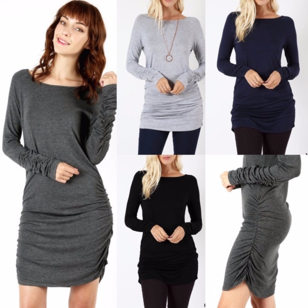 Rouched Long Sleeve Top/Dress