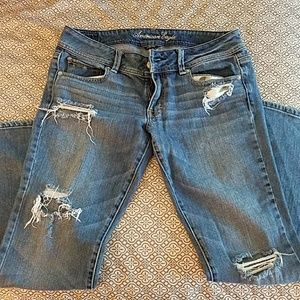 American Eagle distressed boot cut jeans