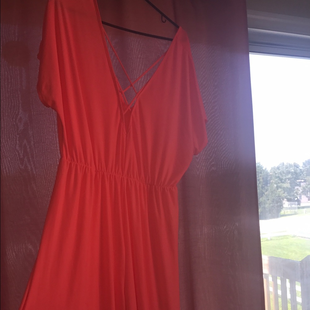 Neon coral jumpsuit