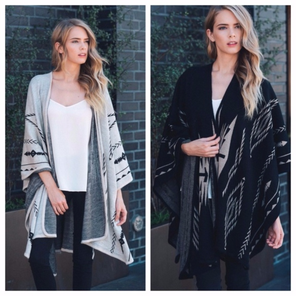 Tribal Print Poncho Wrap