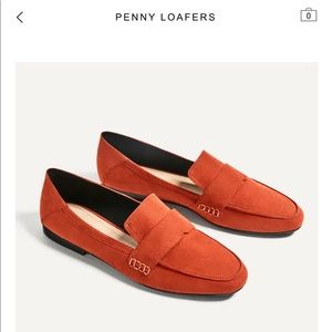 Burnt Orange Zara Penny Loafers