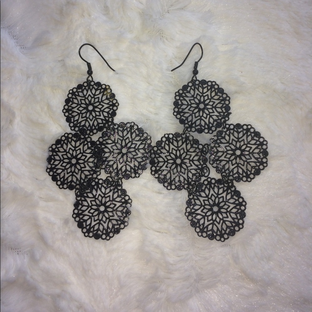 Black chandelier earrings