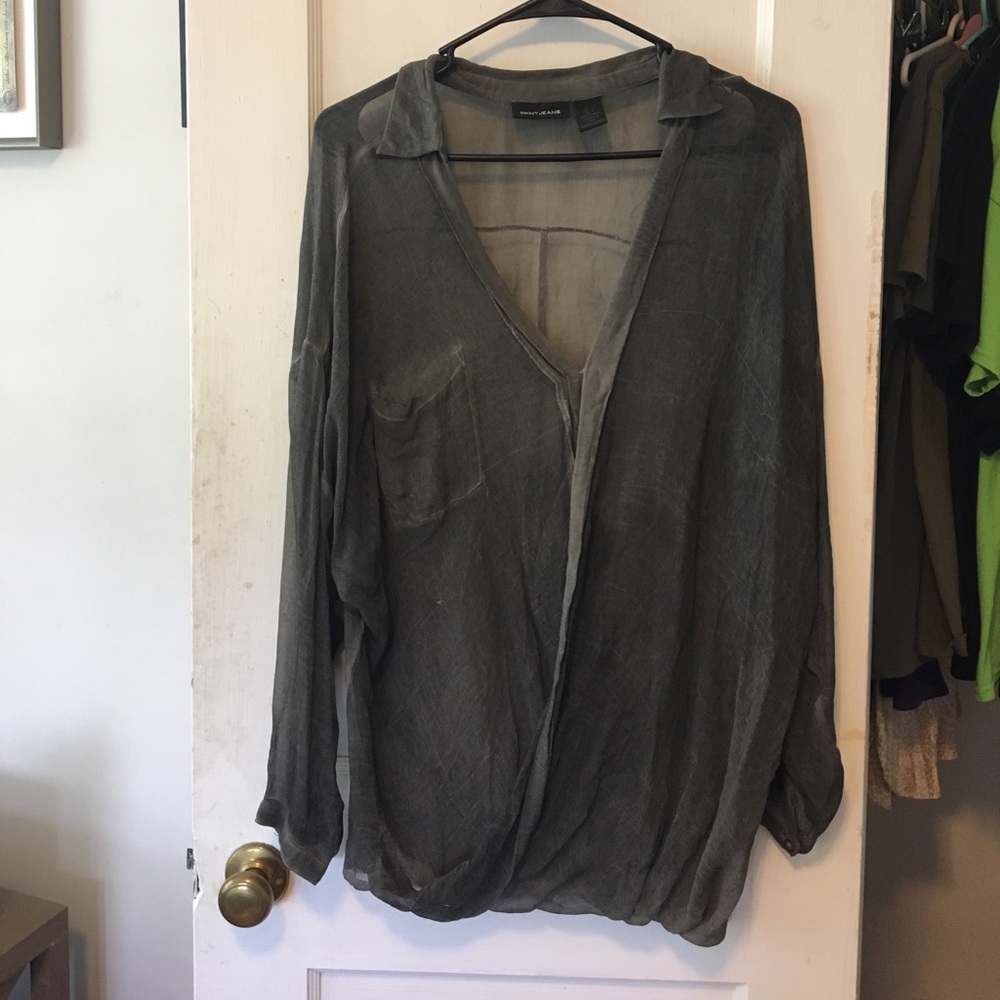 DKNY Jeans sheer grey shirt