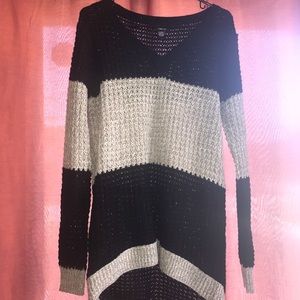 Black and grey hi-low sweater