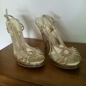 BCBG gold colored heels