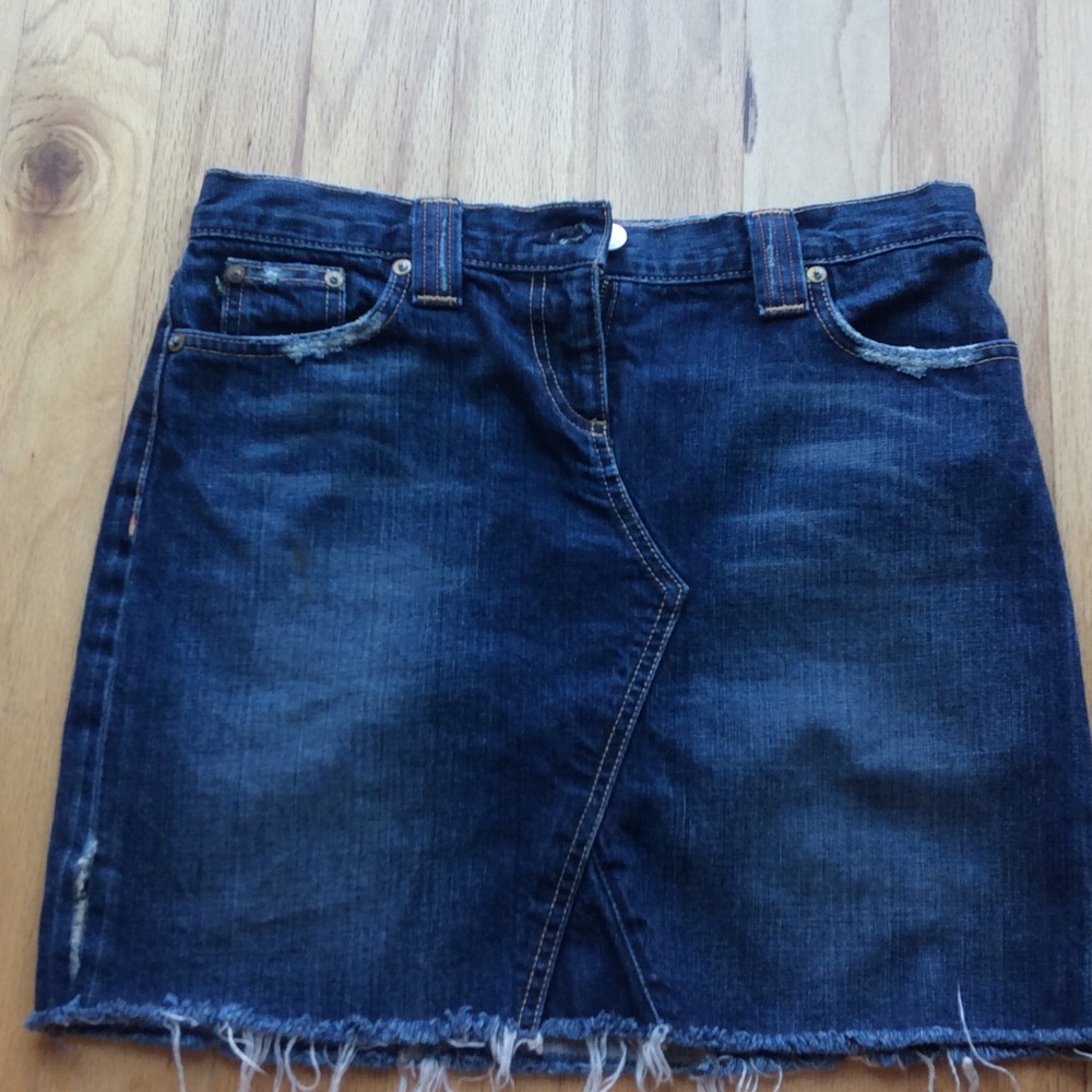 J. Crew distressed denim skirt