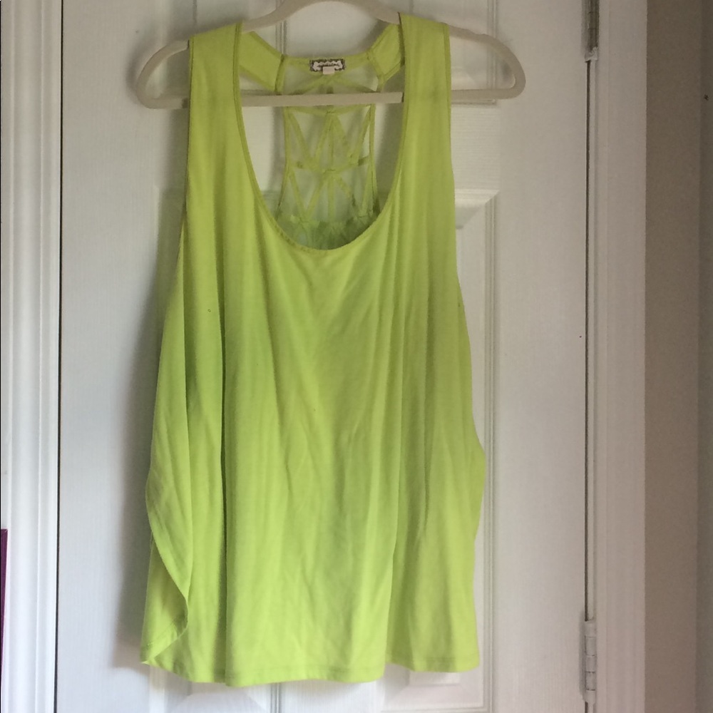 Lime green tank. Plus size. Belk.