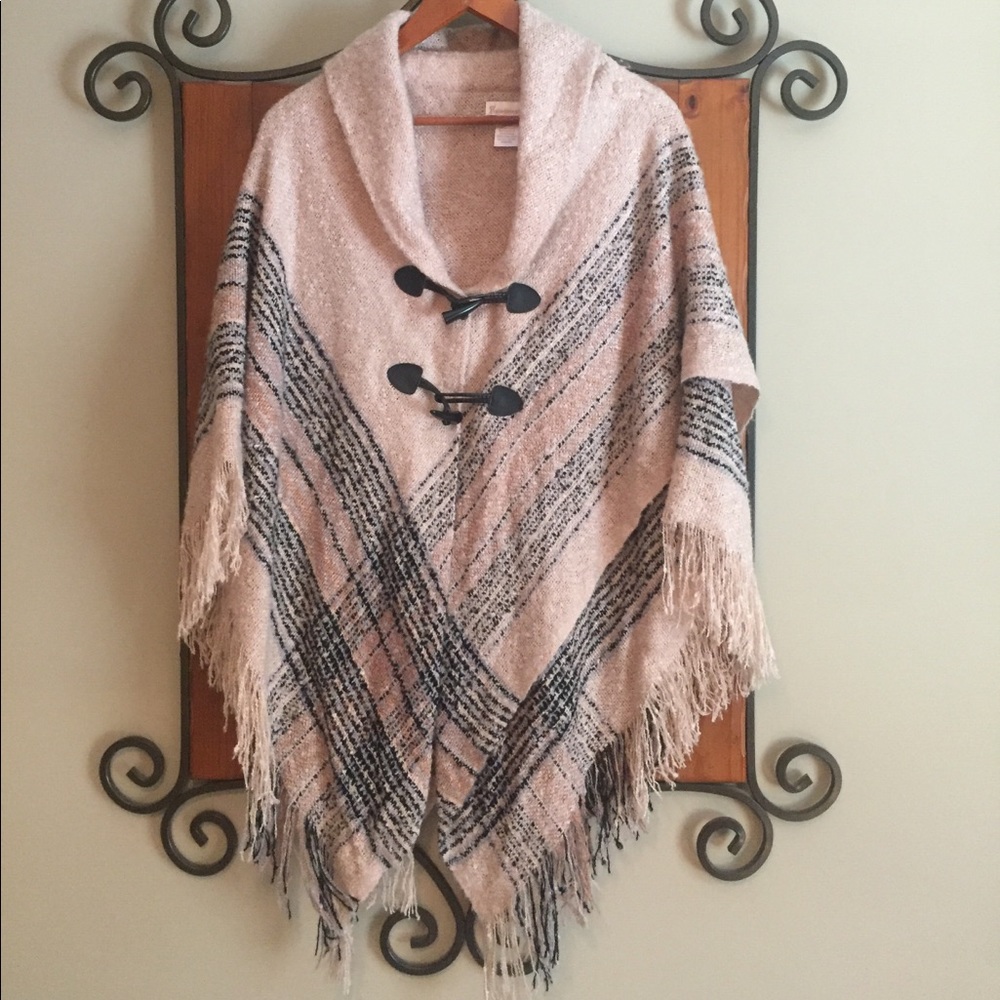 ❗️1 HR 🍂Soft Layered Plaid Poncho/Cape - One Size