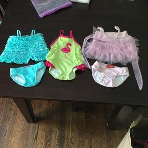 3 infant girls swimsuits size 0-6