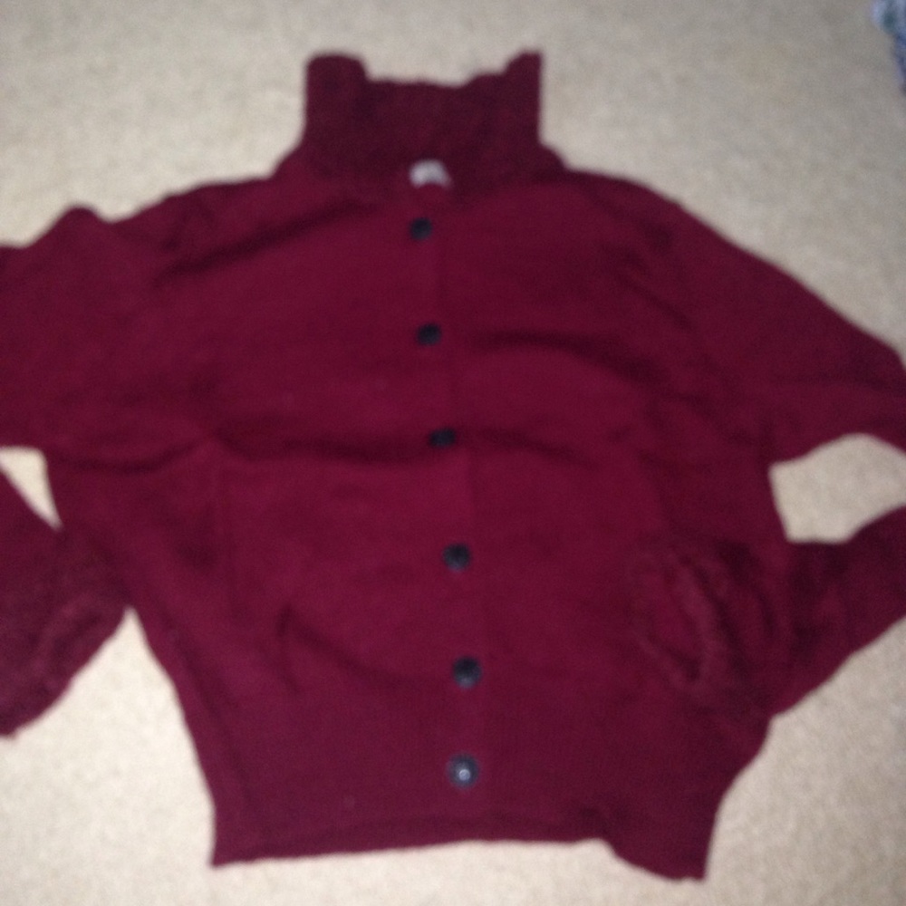 Red cardigan with buttons