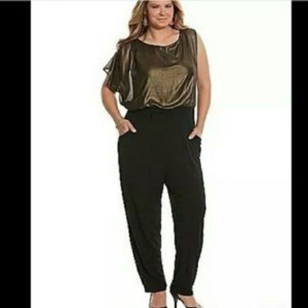 Lane Bryant Black and Gold Jumpsuit