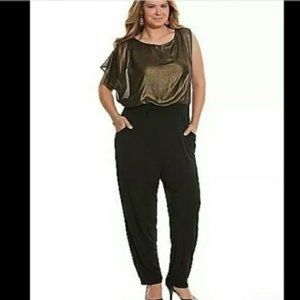Lane Bryant Black and Gold Jumpsuit