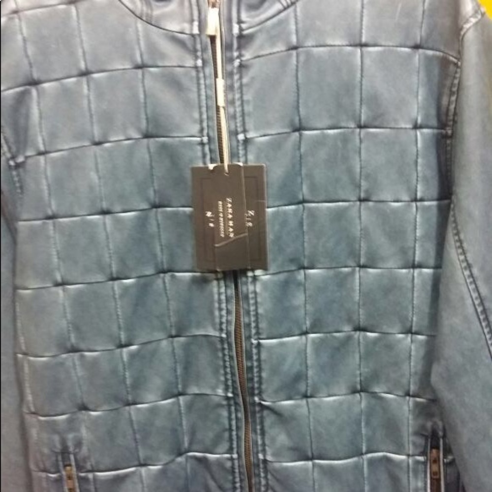 Zara man original leather jacket w fleece lining
