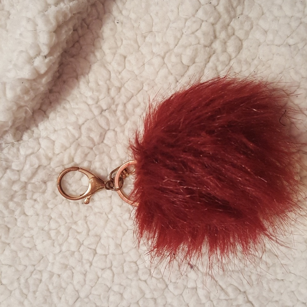 Fluffy Maroon Keychain