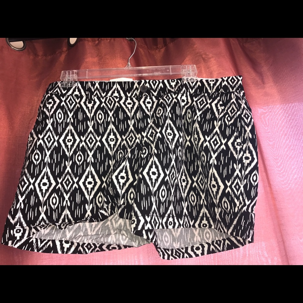 Black and white tribal print shorts