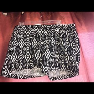 Black and white tribal print shorts