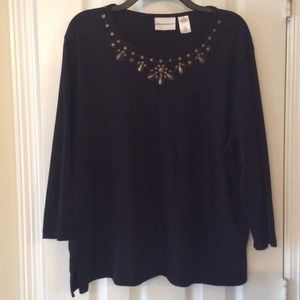 Alfred Dunner black 3/4 sleeve top size XL