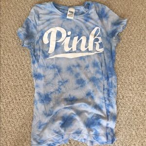 short sleeve blue and white tie die t shirt