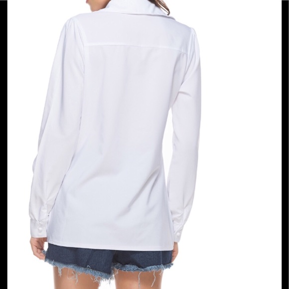 RESTOCKING New Item-White Button Down Blouse - Picture 4 of 8