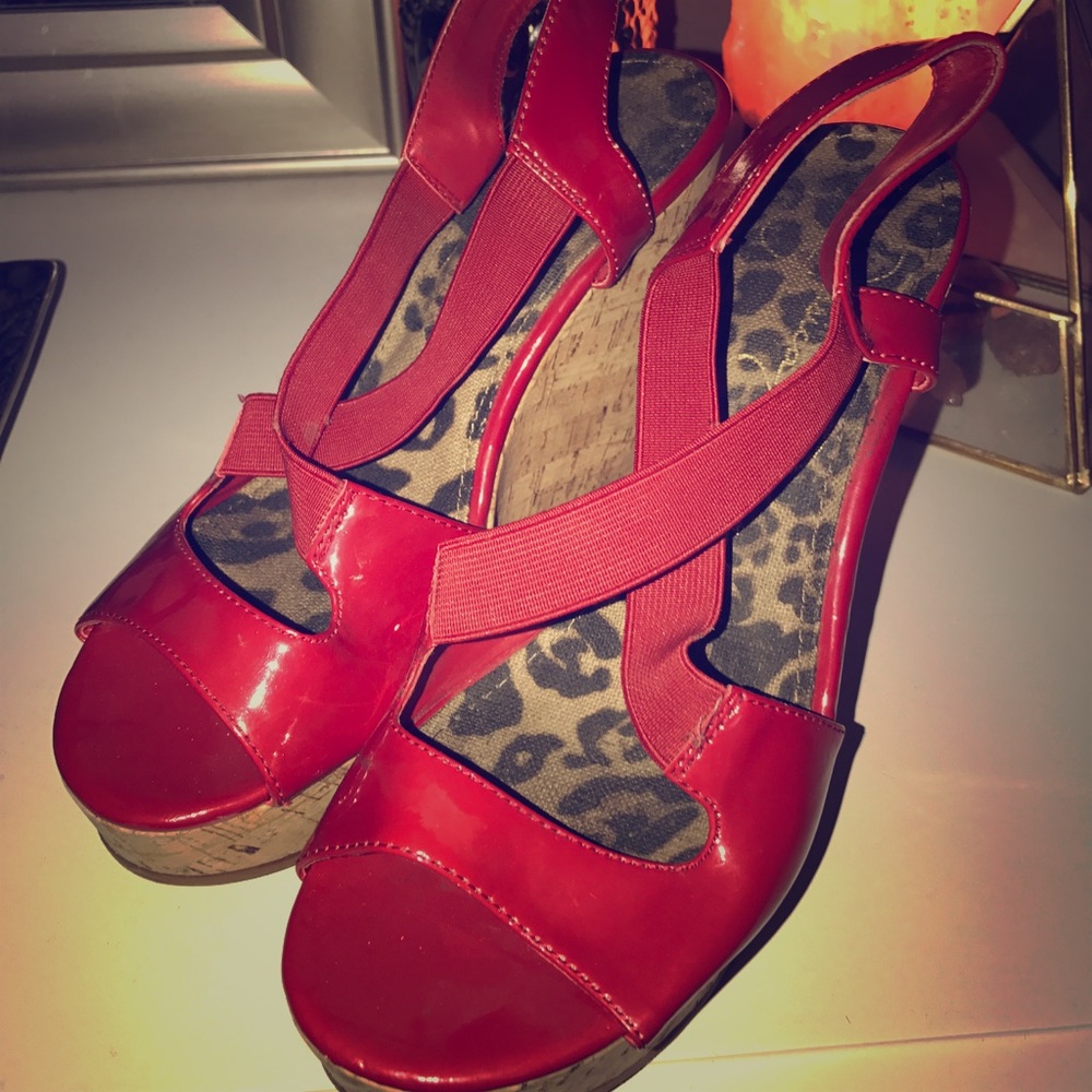 CLEARANCE Red Strappy Jessica Simpson Wedges