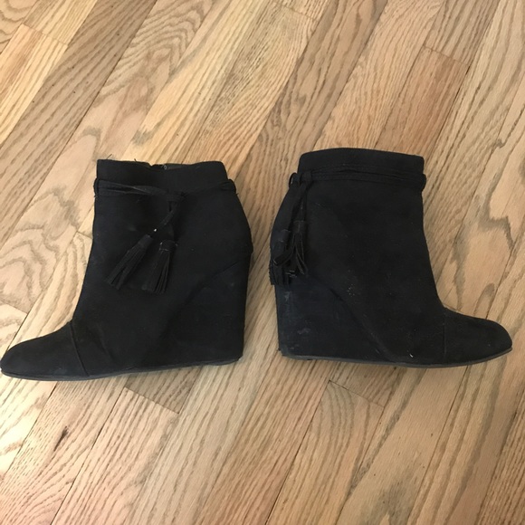 Black swede ankle wedge boots - Picture 2 of 6