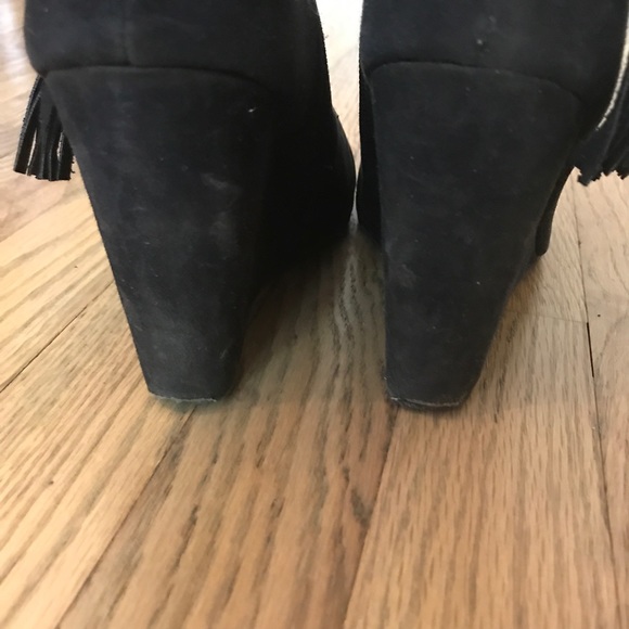 Black swede ankle wedge boots - Picture 3 of 6