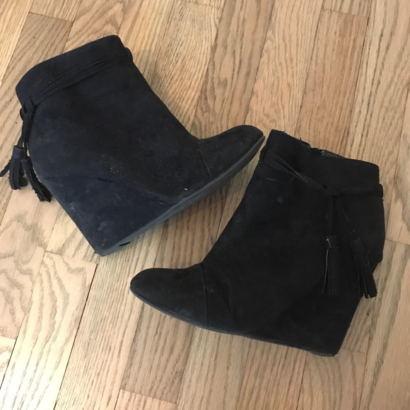 Black swede ankle wedge boots - Picture 5 of 6