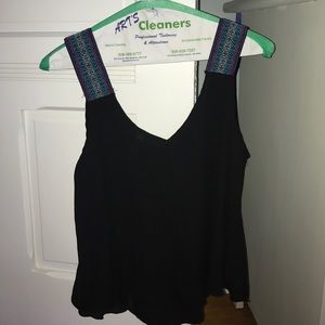 Black tank with patterned straps
