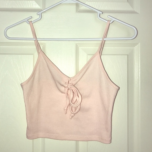 CLEARANCE Baby Pink Forever 21 Lace Up Crop Tank - Picture 1 of 3