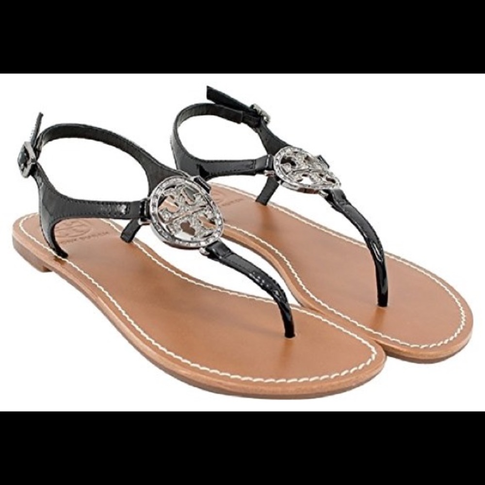 Tory Burch Violet leather thong black sandals