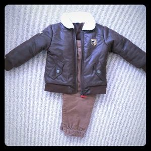 Toddler Aviator Jacket with Cord Pants Set