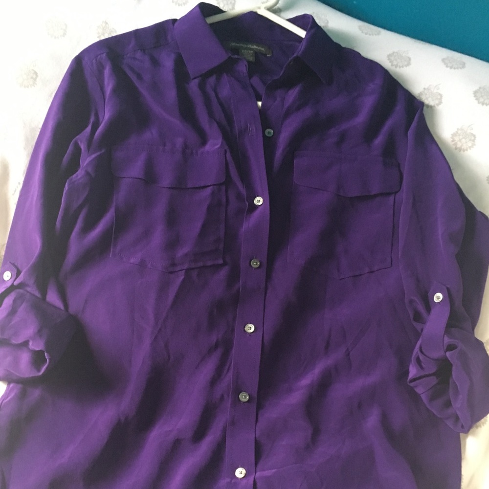 ⌛️🍃 NWOT Purple Silk Button up blouse, S (XS)